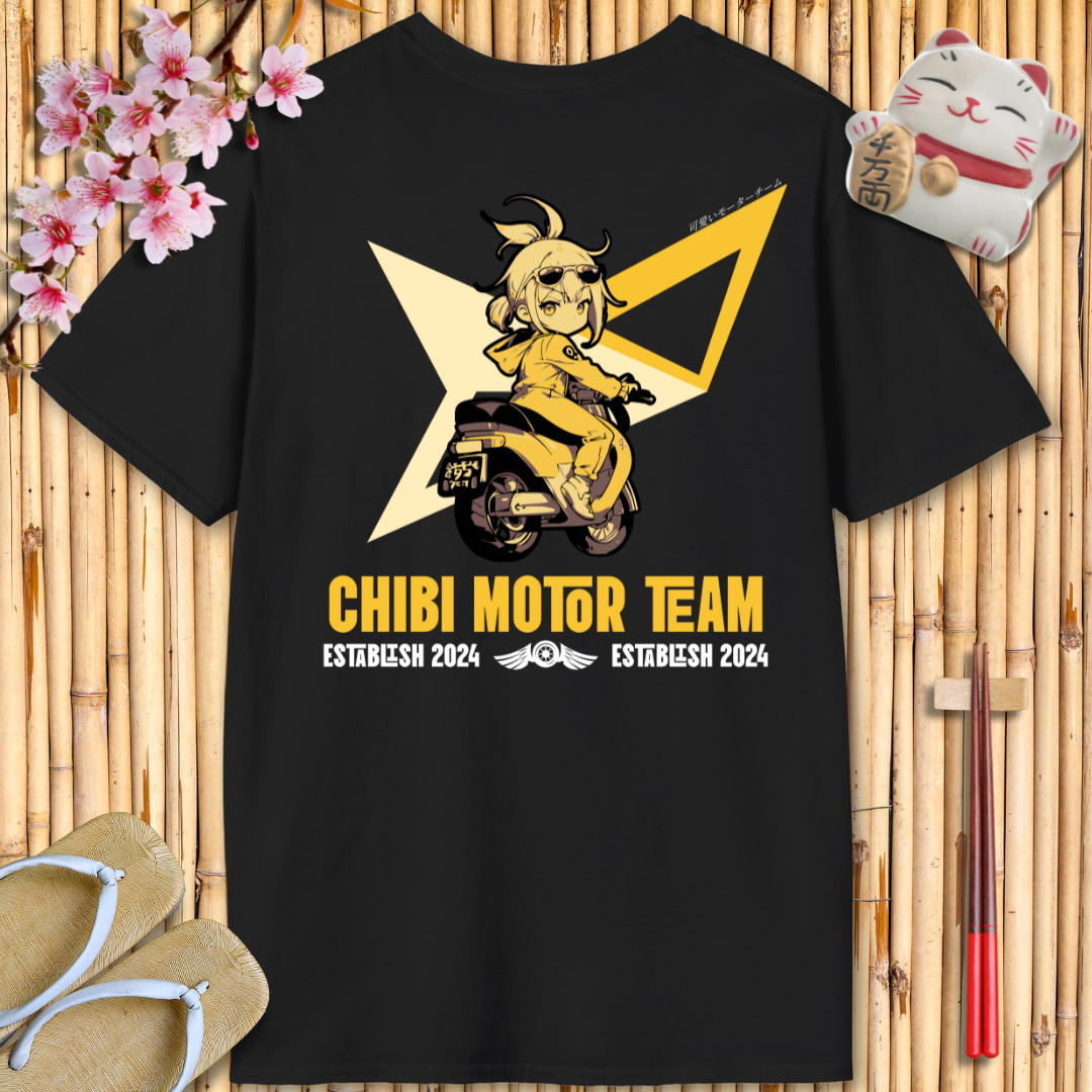 Chibi moto girl yellow Back Unisex Softstyle T-Shirt