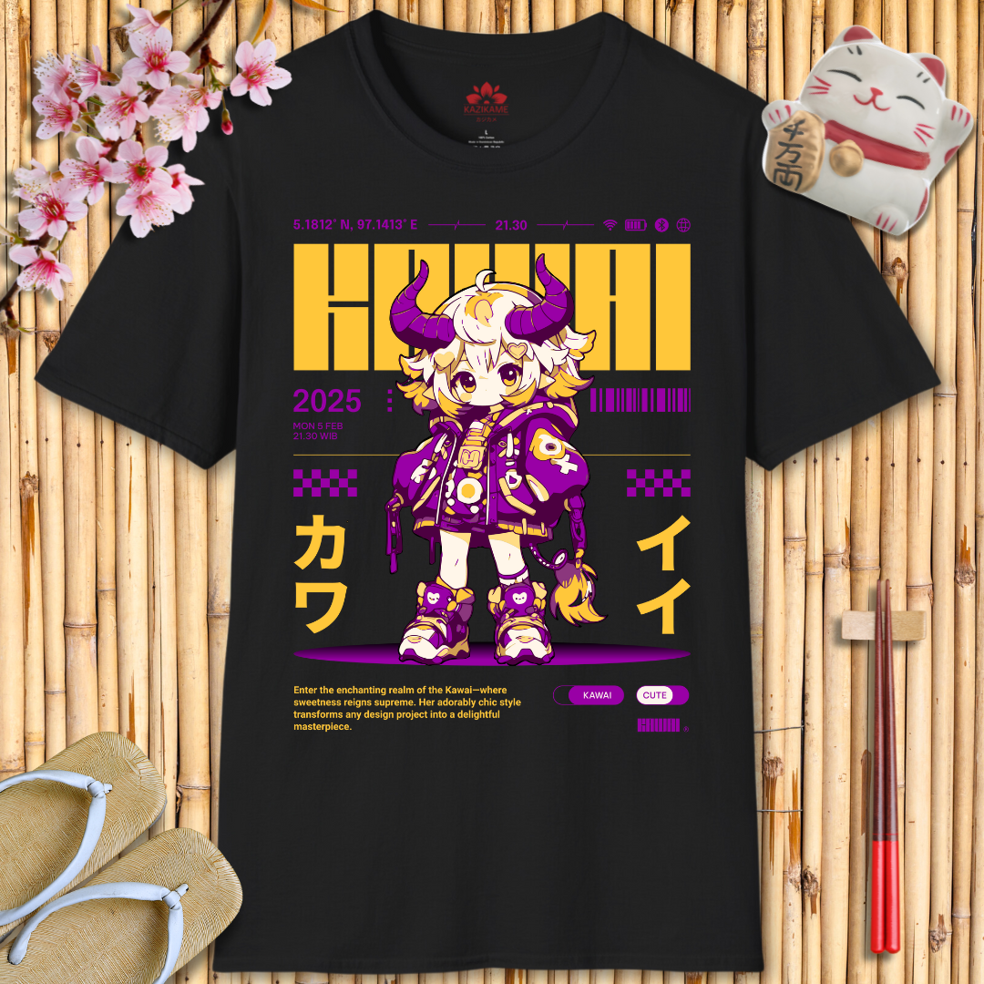 Kawaii Girl Yellow Unisex Softstyle T-Shirt