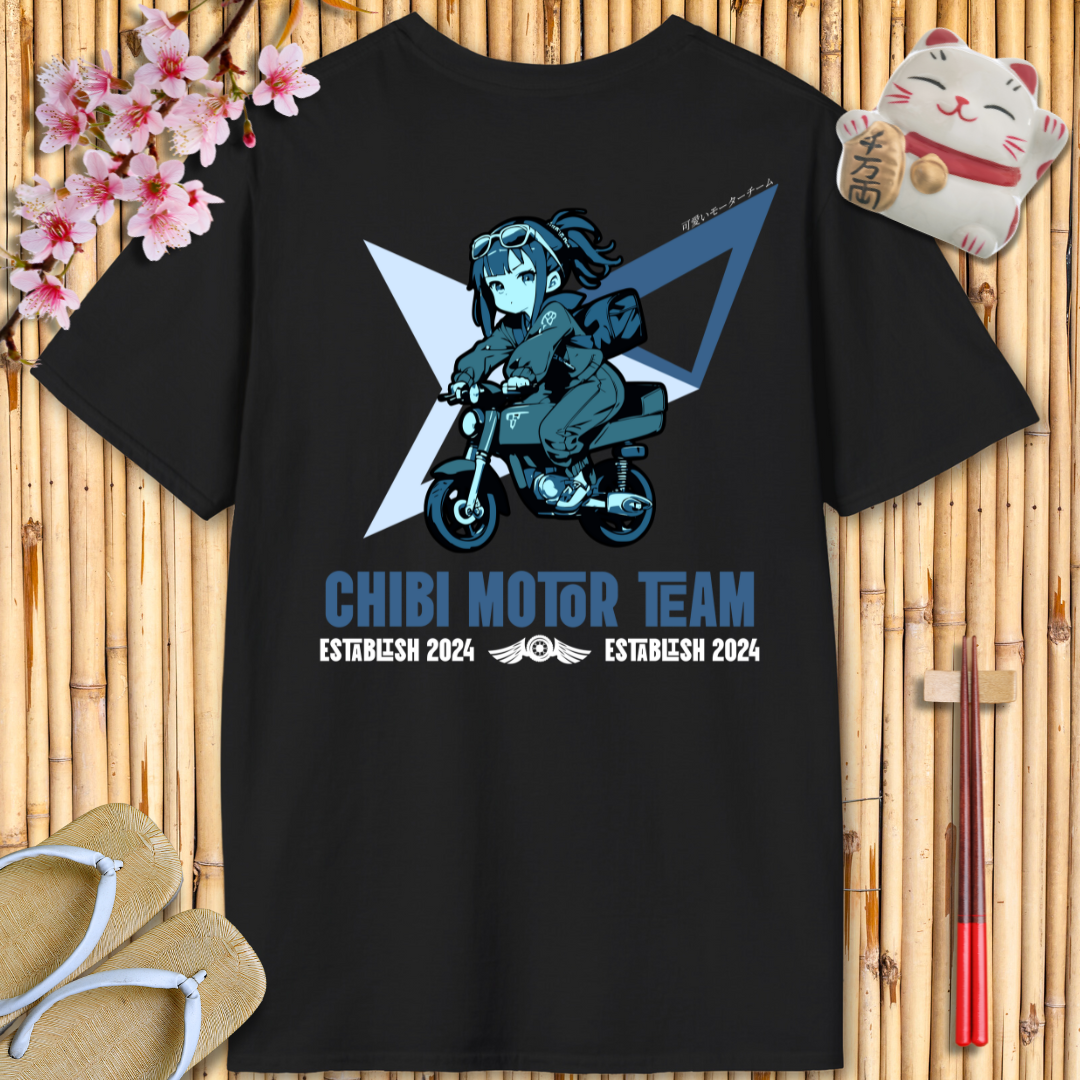 Chibi moto girl blue Back Unisex Softstyle T-Shirt