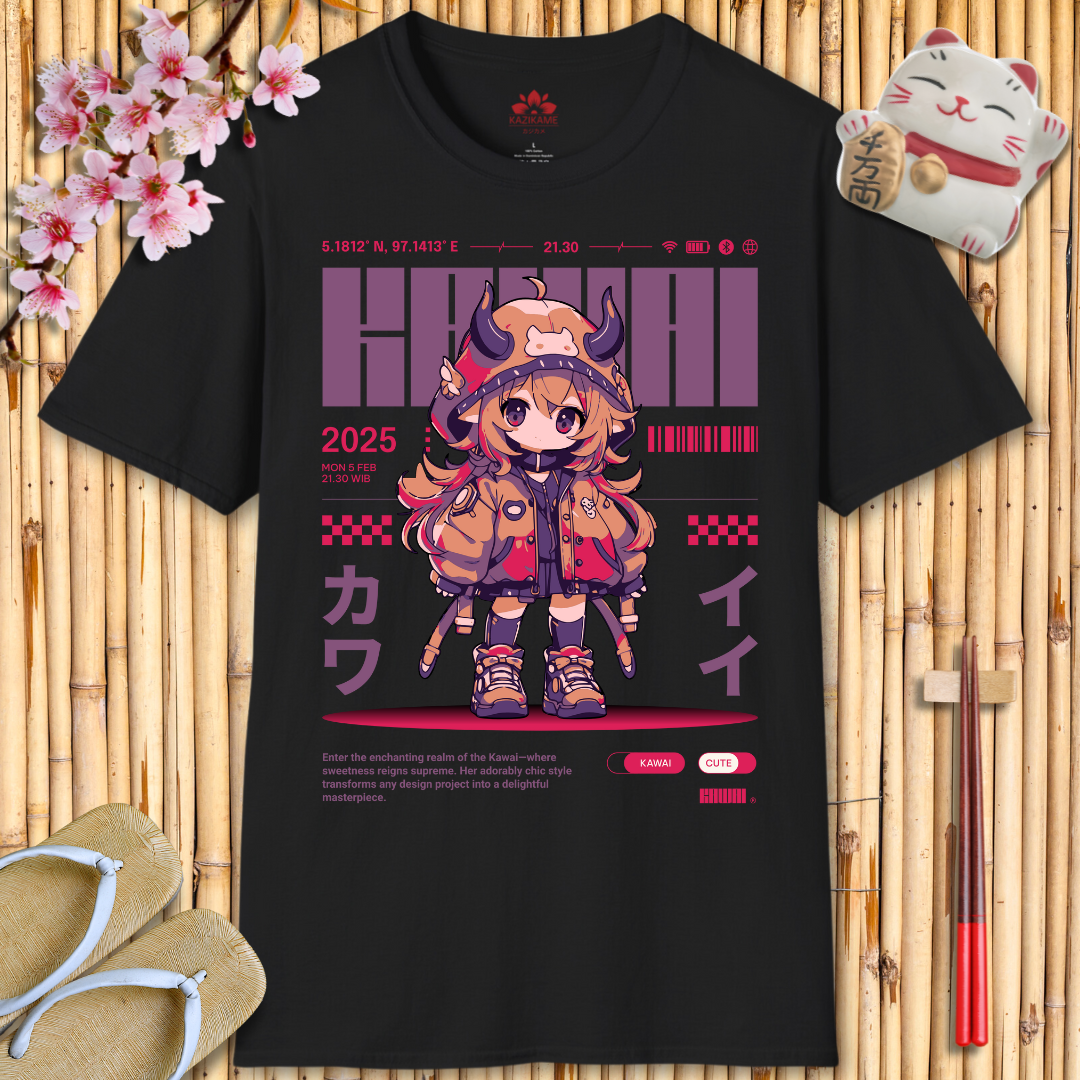 Kawaii Girl Purple Unisex Softstyle T-Shirt