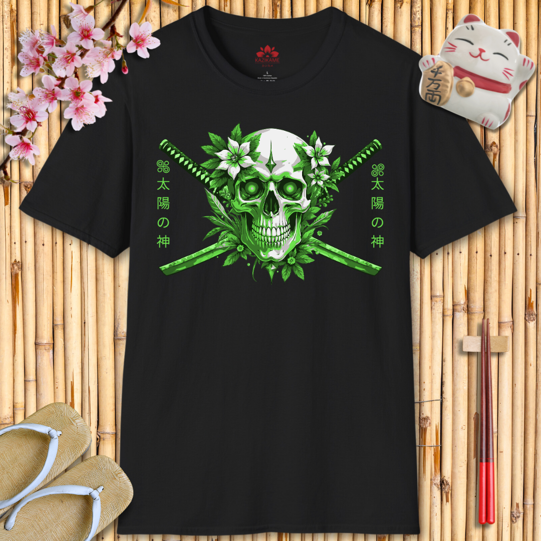 Skull Katana Geen Unisex Softstyle T-Shirt