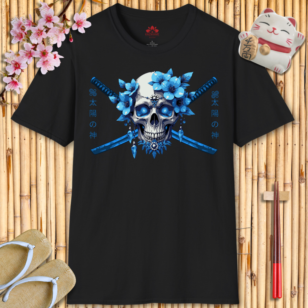 Skull Katana Blue Unisex Softstyle T-Shirt