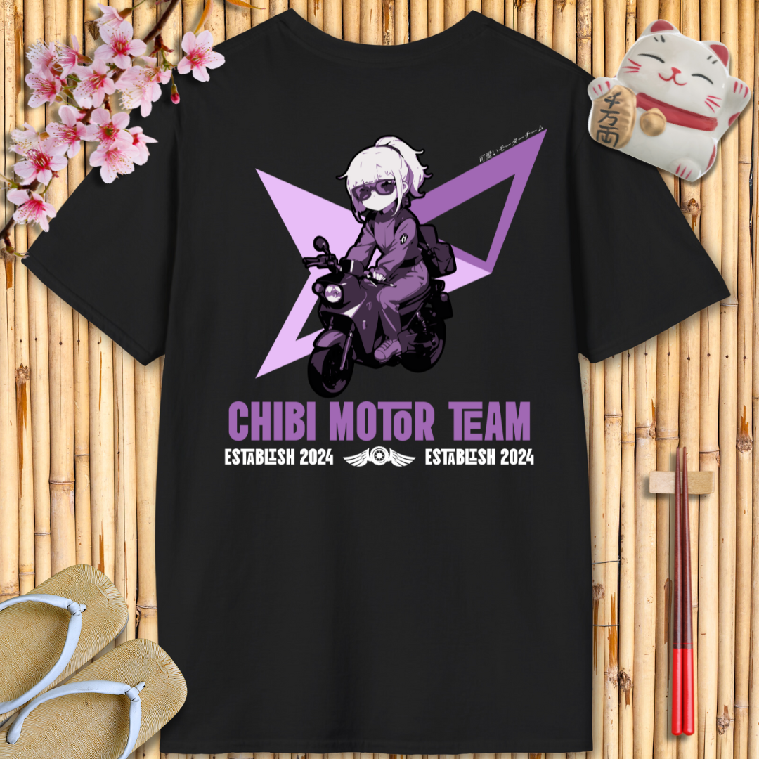 Chibi Moto Girl Purple Back Unisex Softstyle T-Shirt