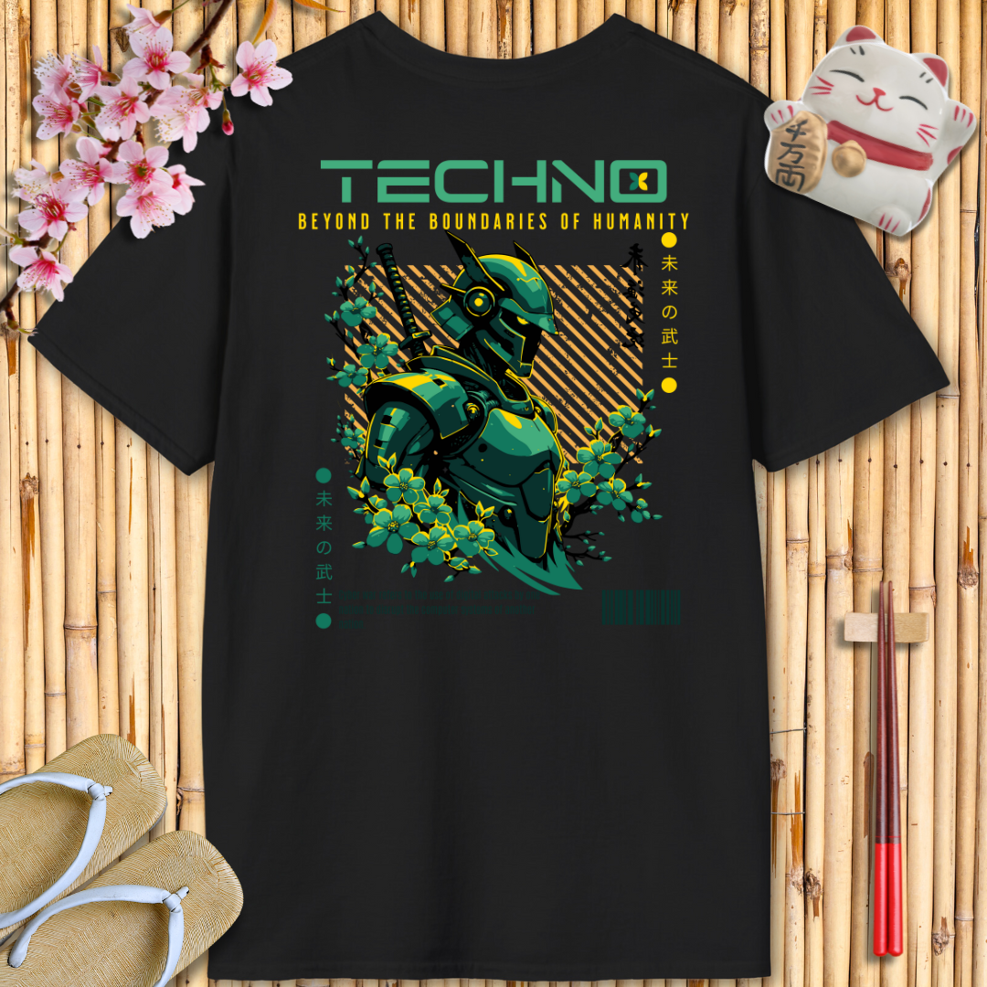 Techno Ninja Green Back Unisex Softstyle T-Shirt