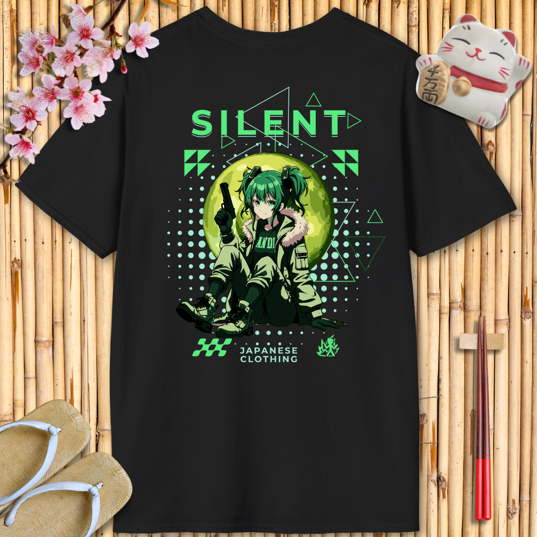 Silent Girl Green Back Unisex Softstyle T-Shirt