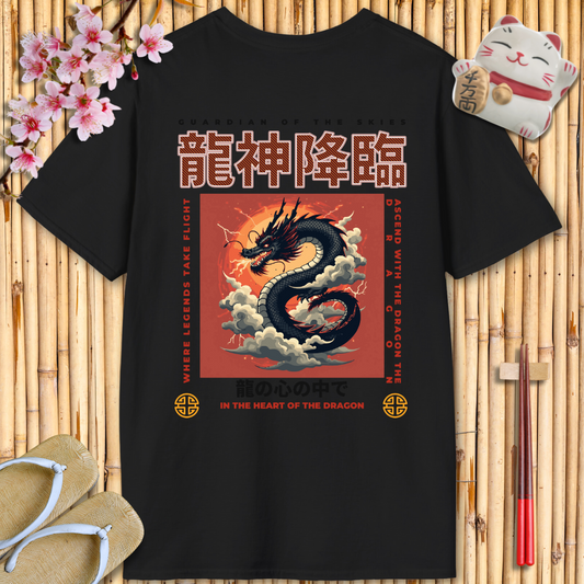 Black dragon Back Unisex Softstyle T-Shirt