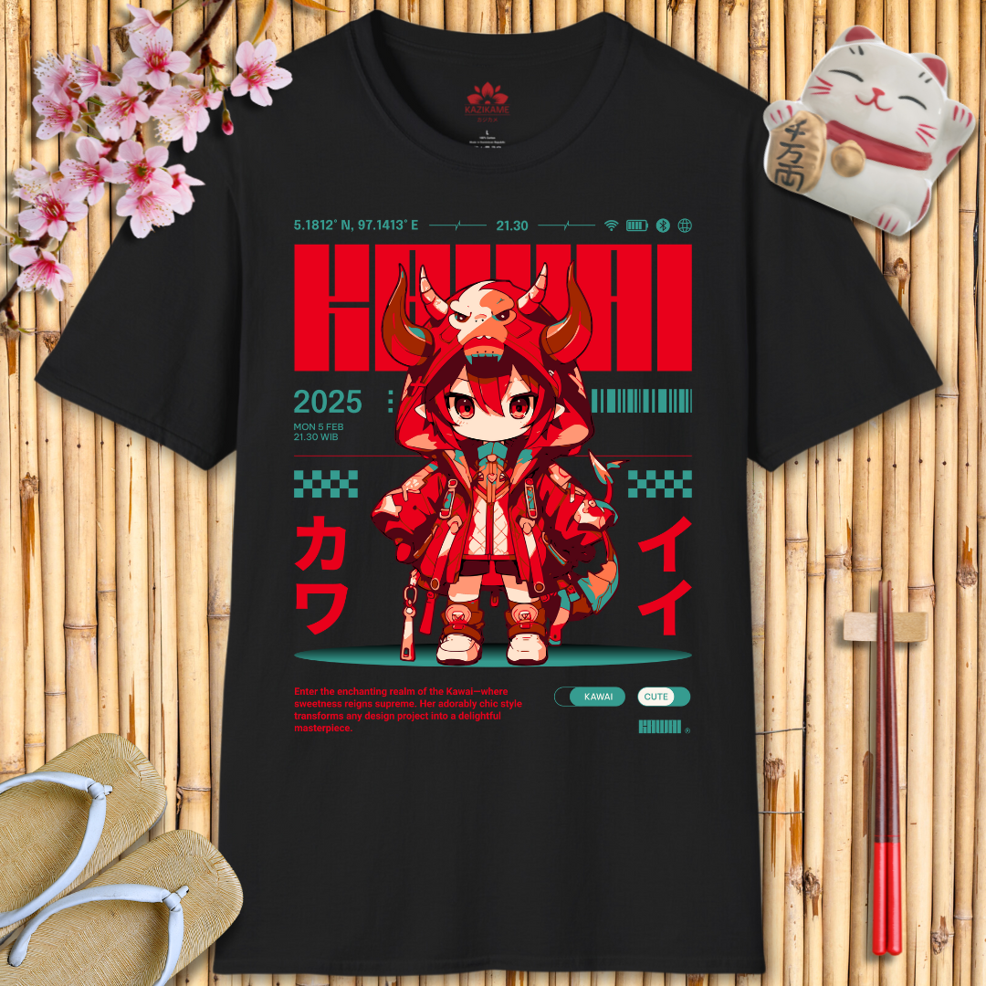 Kawaii Girl Red Unisex Softstyle T-Shirt