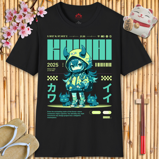 Kawaii Girl Green Unisex Softstyle T-Shirt