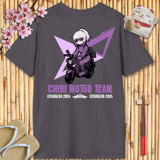 Chibi Moto Girl Purple Back Unisex Softstyle T-Shirt