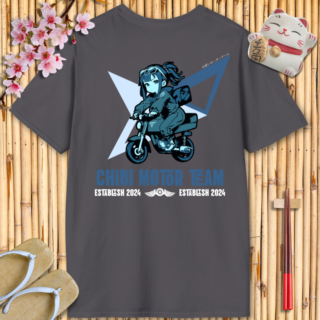 Chibi moto girl blue Back Unisex Softstyle T-Shirt