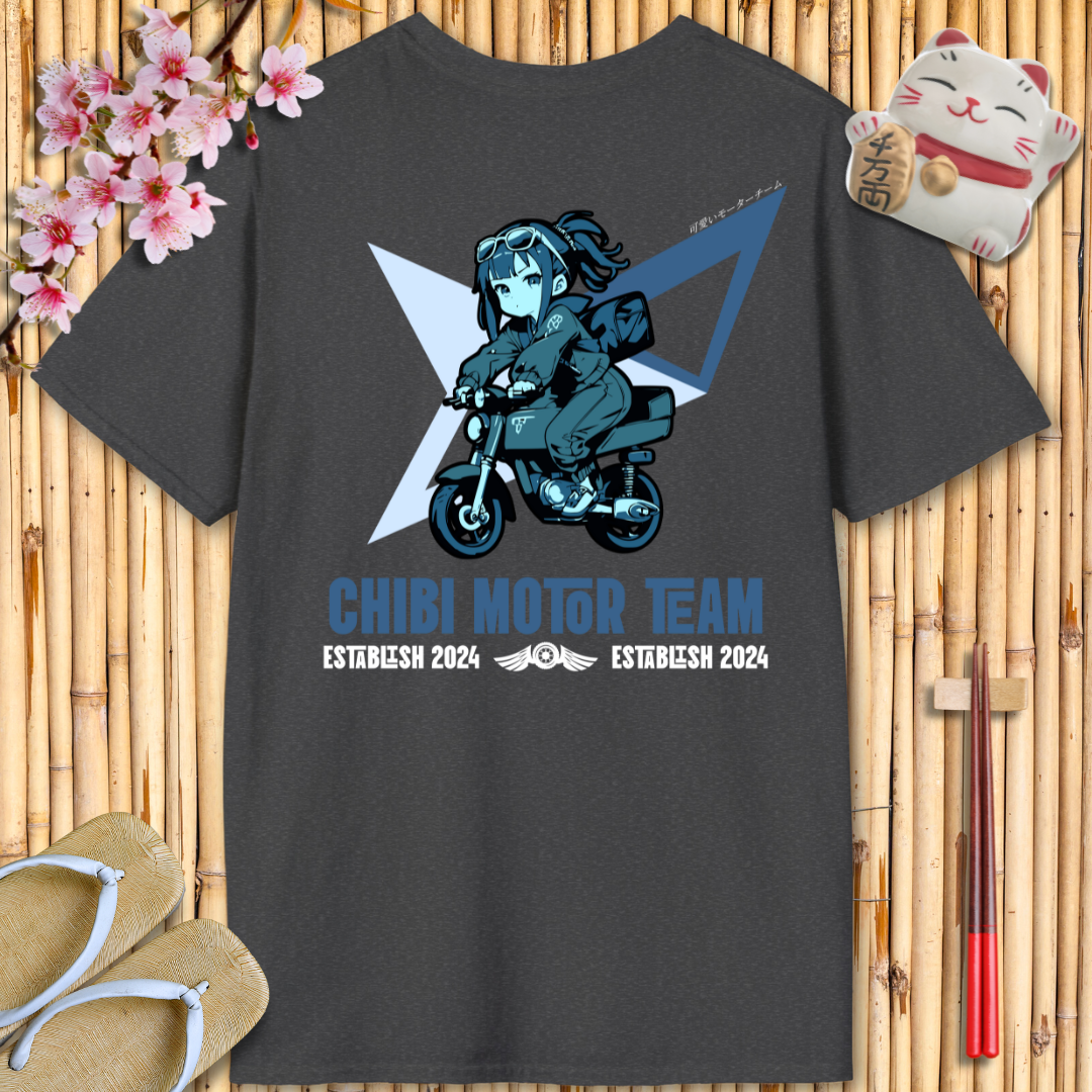 Chibi moto girl blue Back Unisex Softstyle T-Shirt