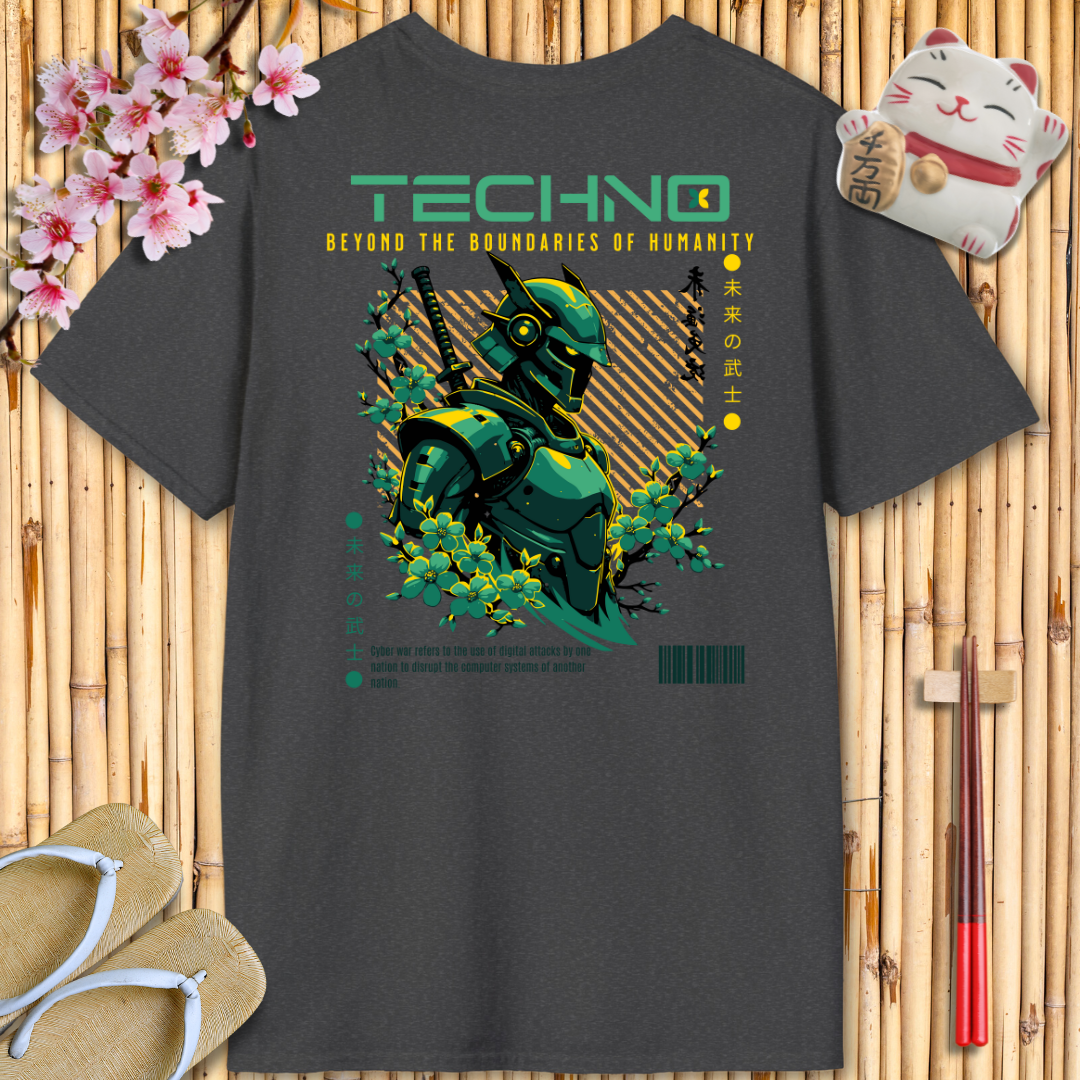 Techno Ninja Green Back Unisex Softstyle T-Shirt