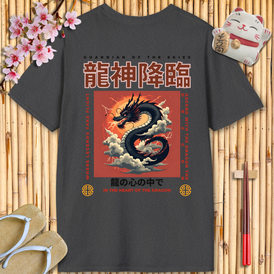 Black dragon Back Unisex Softstyle T-Shirt