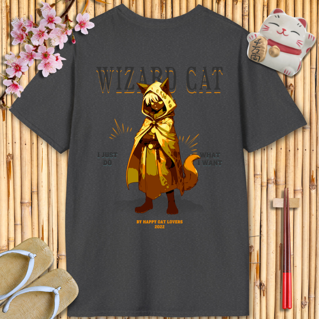 Wizard cat Orange Back Unisex Softstyle T-Shirt