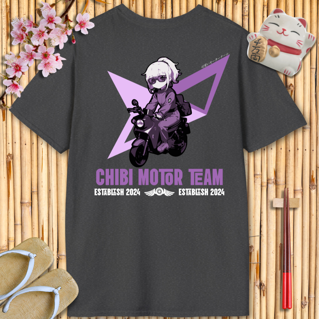 Chibi Moto Girl Purple Back Unisex Softstyle T-Shirt