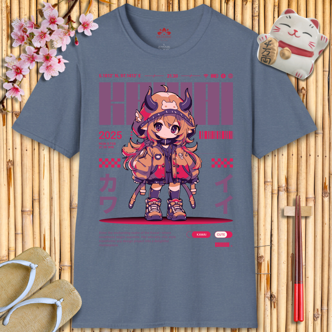 Kawaii Girl Purple Unisex Softstyle T-Shirt