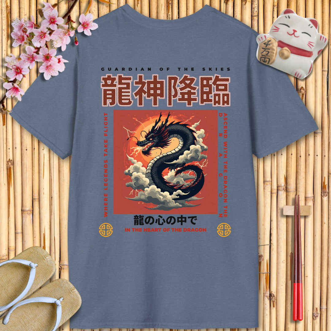 Black dragon Back Unisex Softstyle T-Shirt