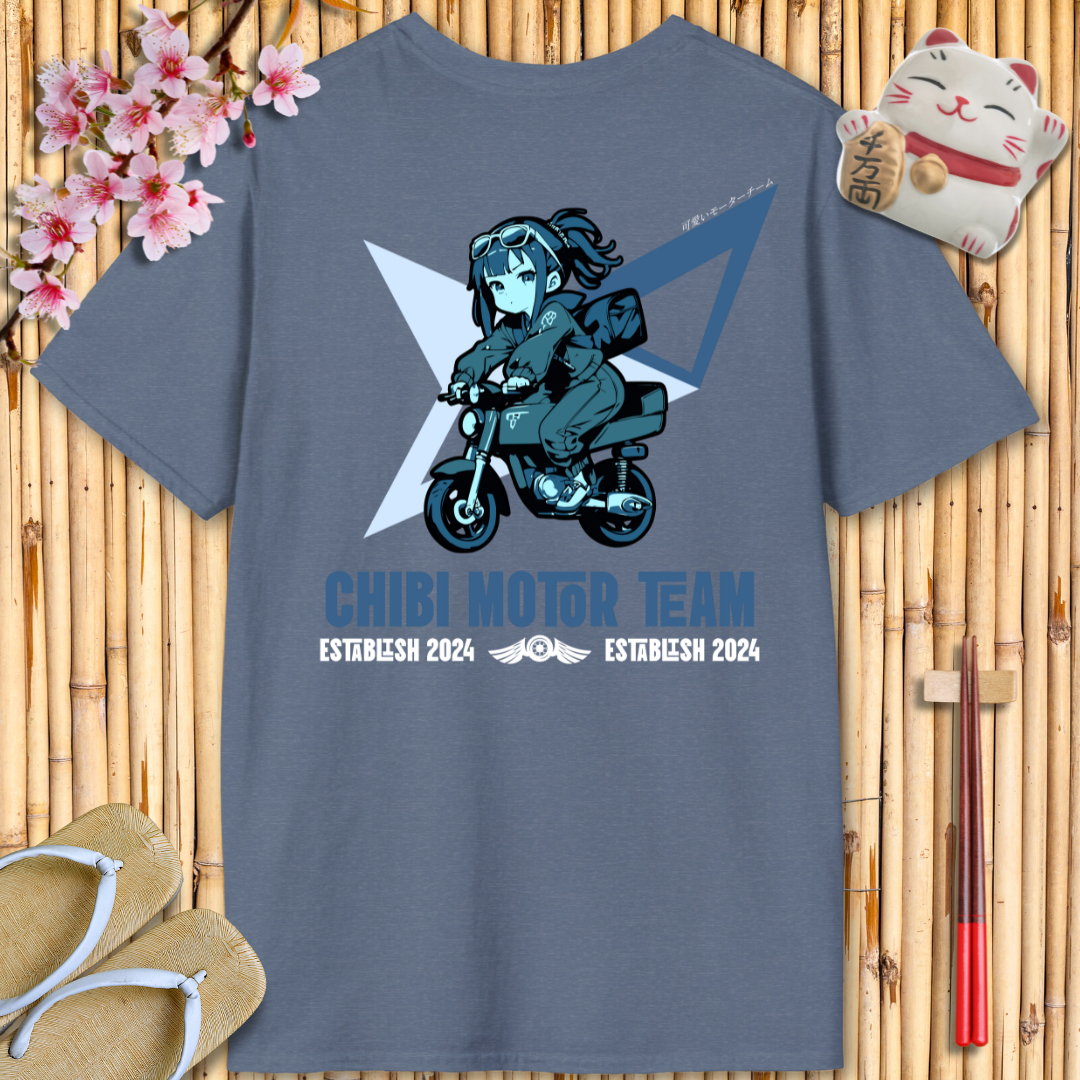 Chibi moto girl blue Back Unisex Softstyle T-Shirt