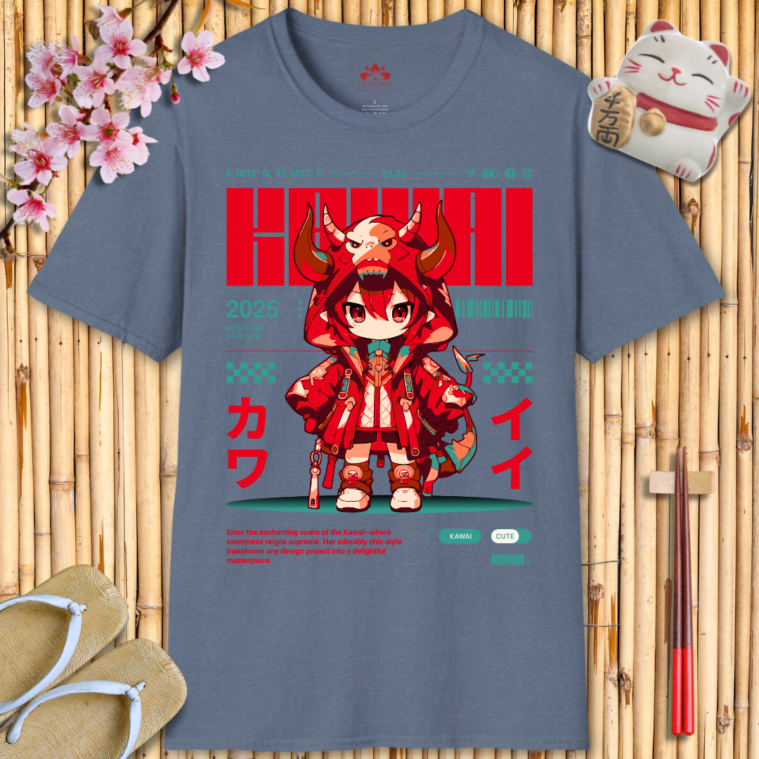 Kawaii Girl Red Unisex Softstyle T-Shirt