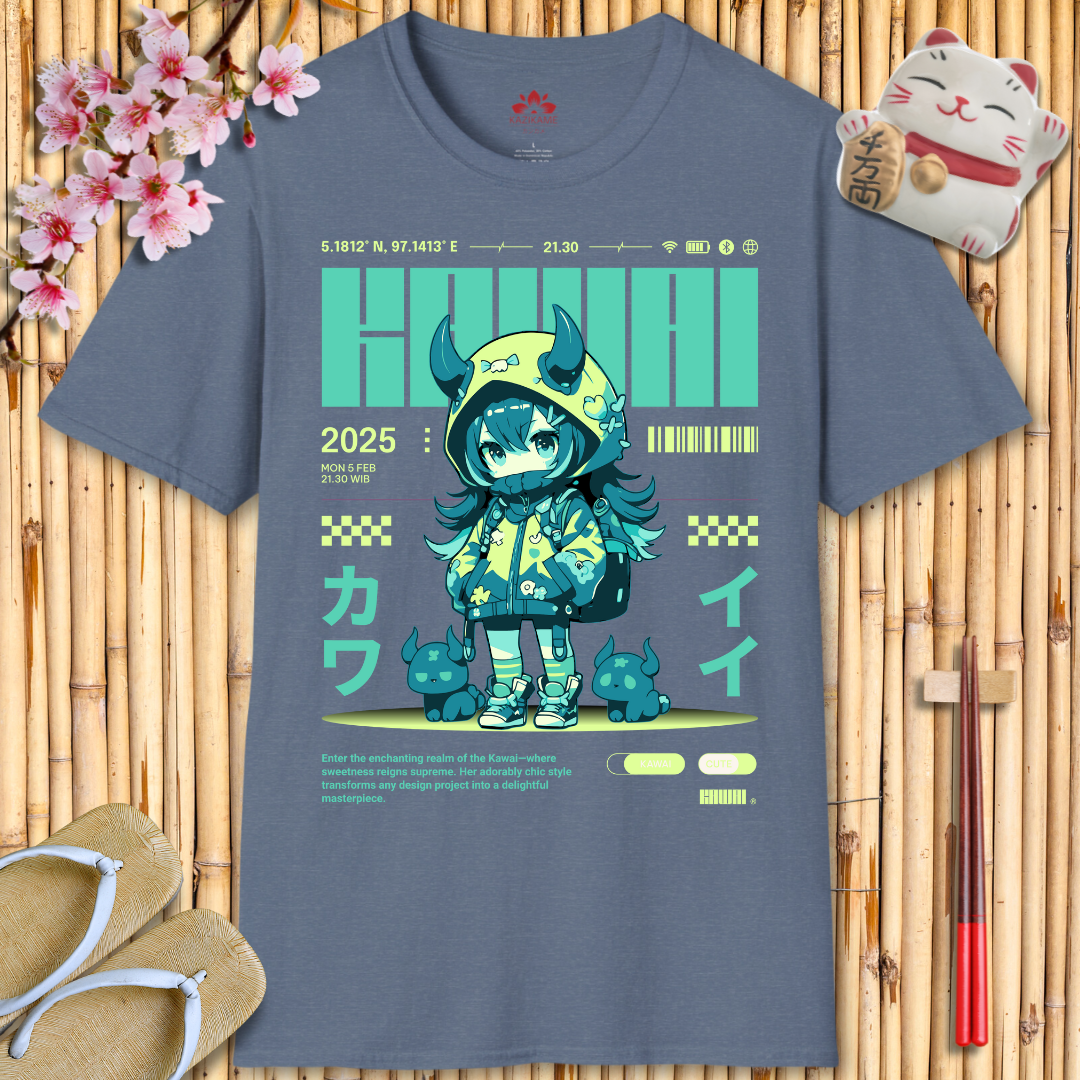 Kawaii Girl Green Unisex Softstyle T-Shirt