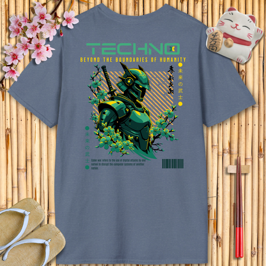 Techno Ninja Green Back Unisex Softstyle T-Shirt