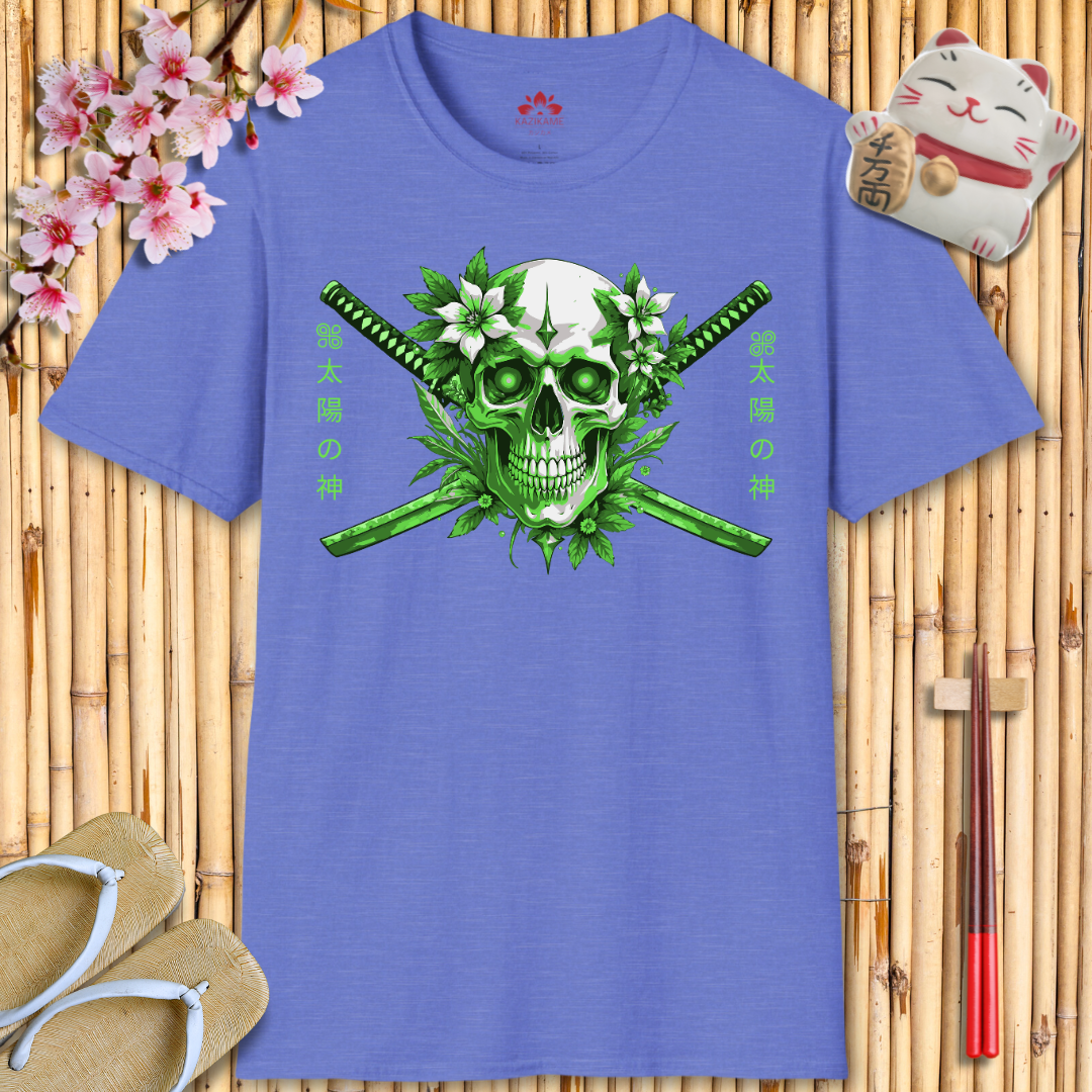 Skull Katana Geen Unisex Softstyle T-Shirt