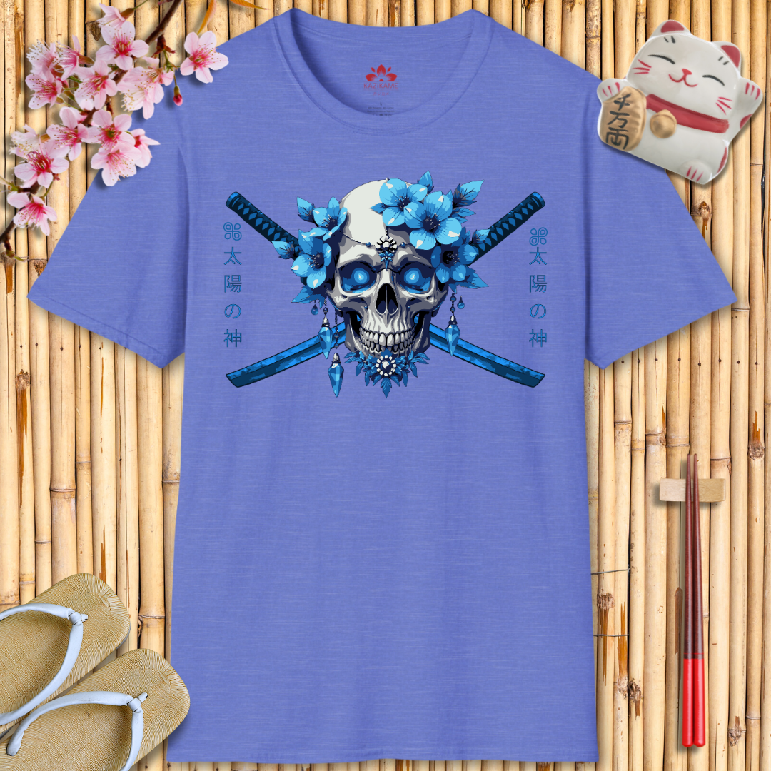 Skull Katana Blue Unisex Softstyle T-Shirt