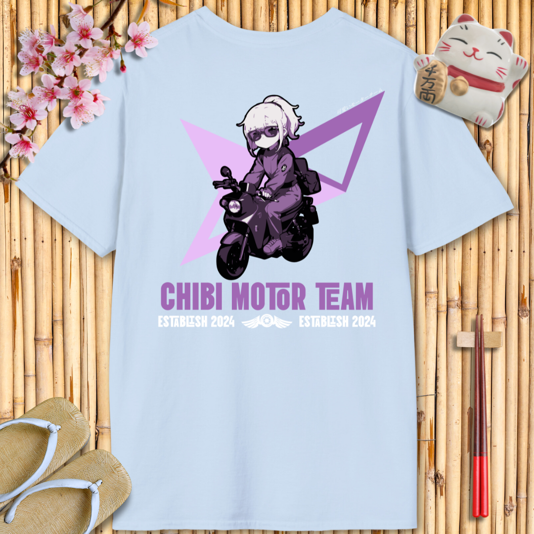 Chibi Moto Girl Purple Back Unisex Softstyle T-Shirt