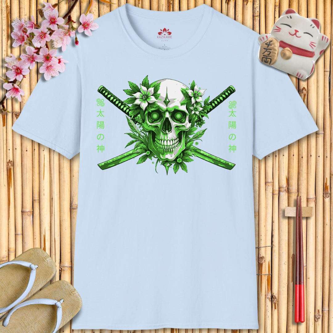 Skull Katana Geen Unisex Softstyle T-Shirt