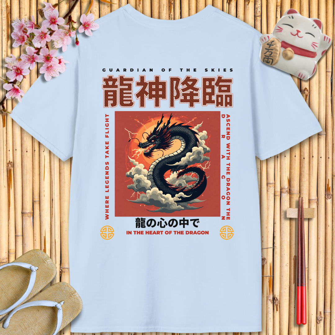 Black dragon Back Unisex Softstyle T-Shirt