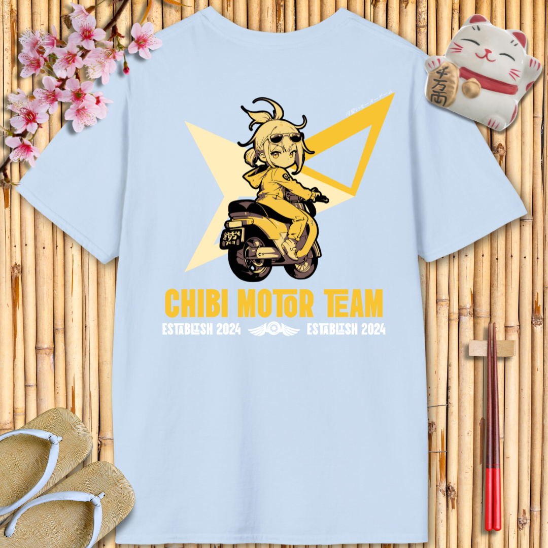 Chibi moto girl yellow Back Unisex Softstyle T-Shirt