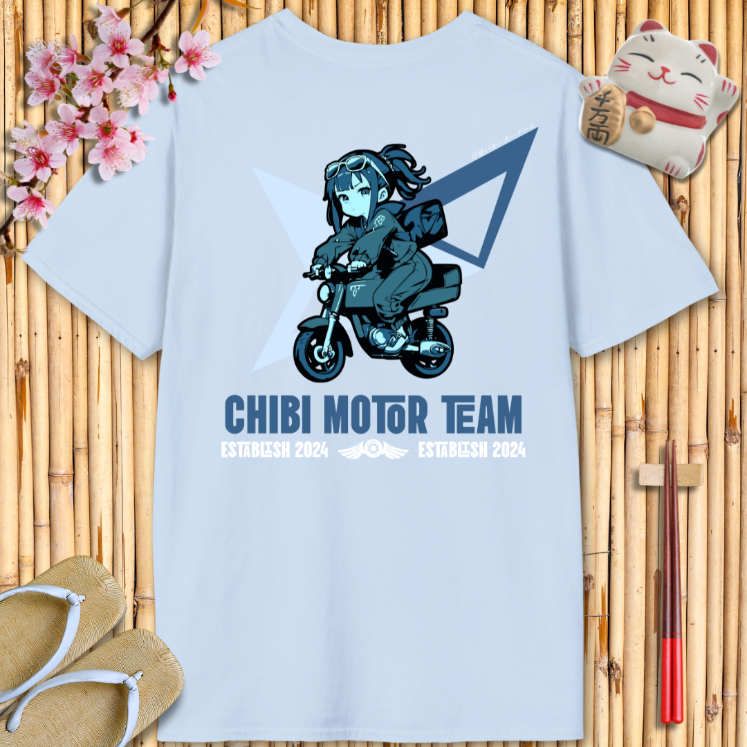 Chibi moto girl blue Back Unisex Softstyle T-Shirt