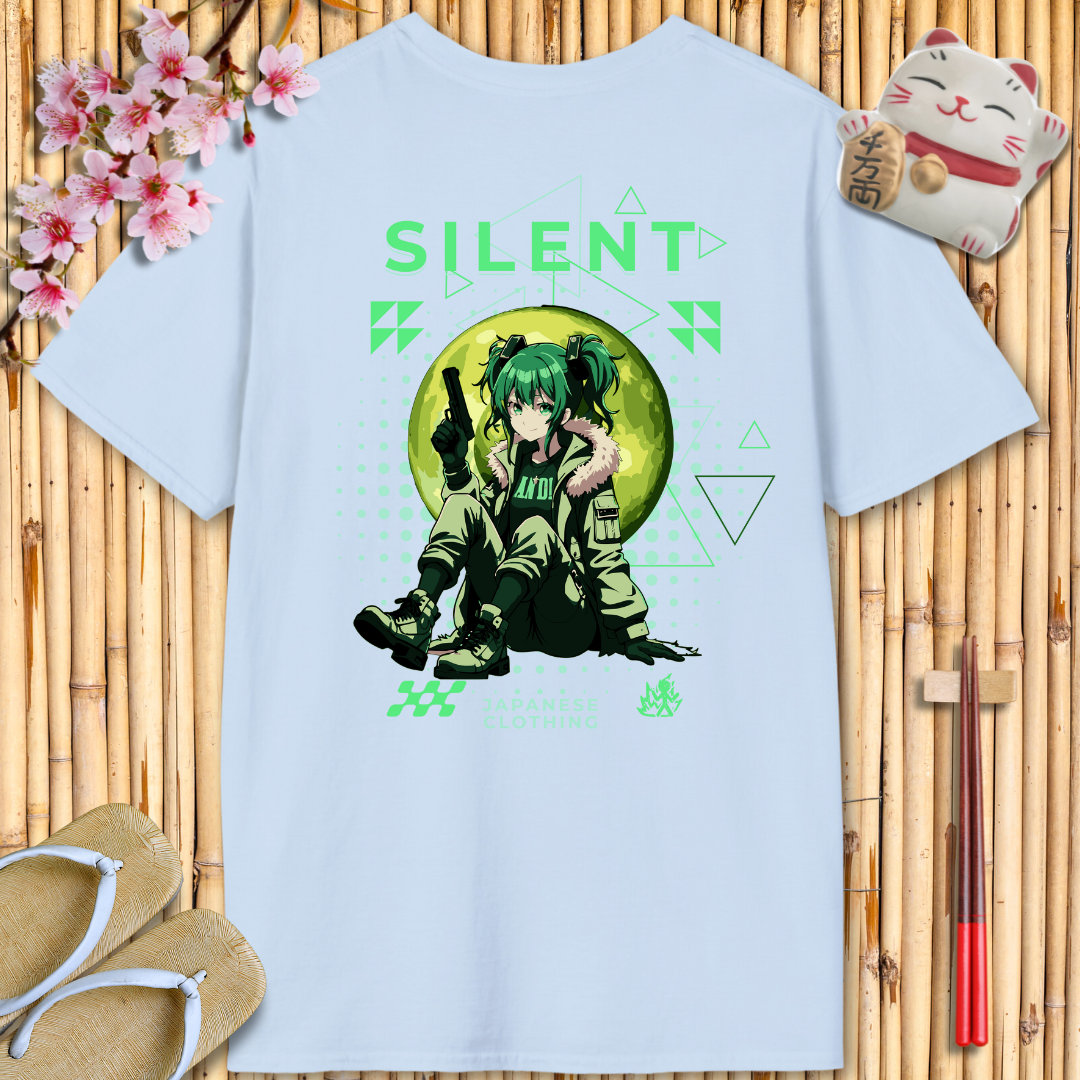 Silent Girl Green Back Unisex Softstyle T-Shirt