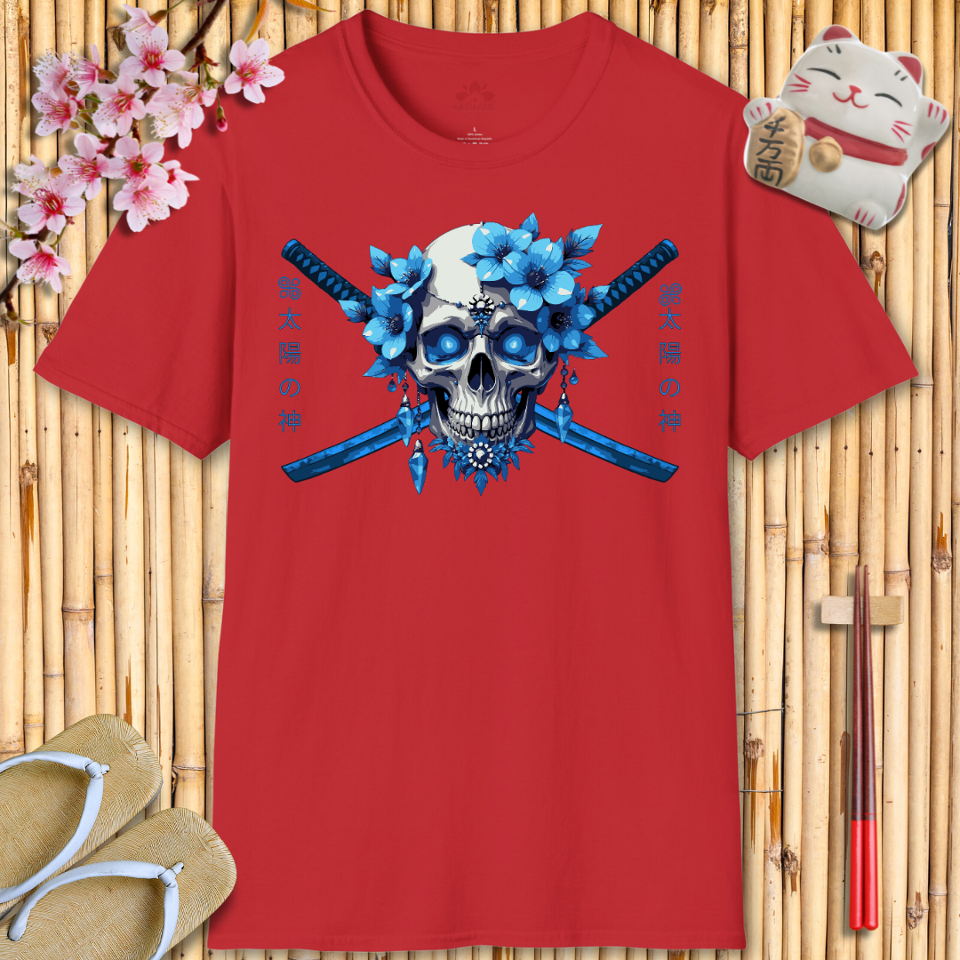 Skull Katana Blue Unisex Softstyle T-Shirt