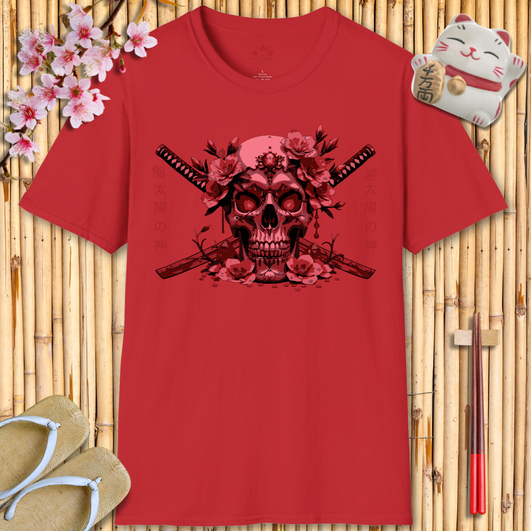 Skull Katana Red Unisex Softstyle T-Shirt