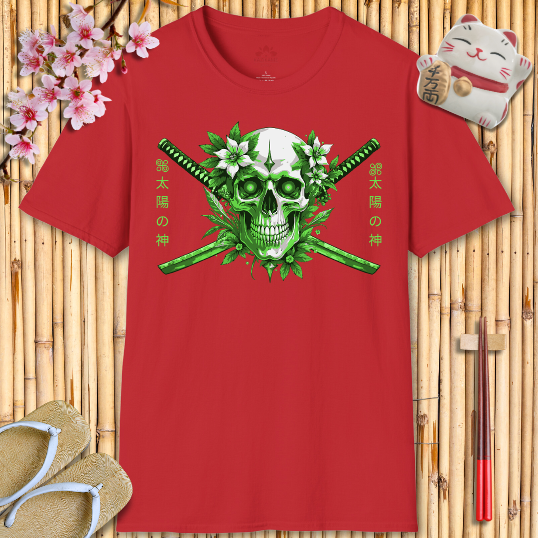 Skull Katana Geen Unisex Softstyle T-Shirt