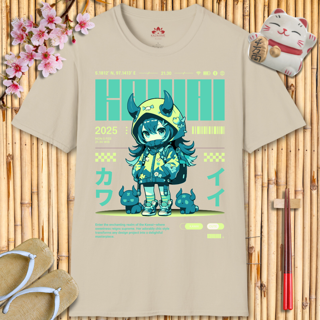 Kawaii Girl Green Unisex Softstyle T-Shirt