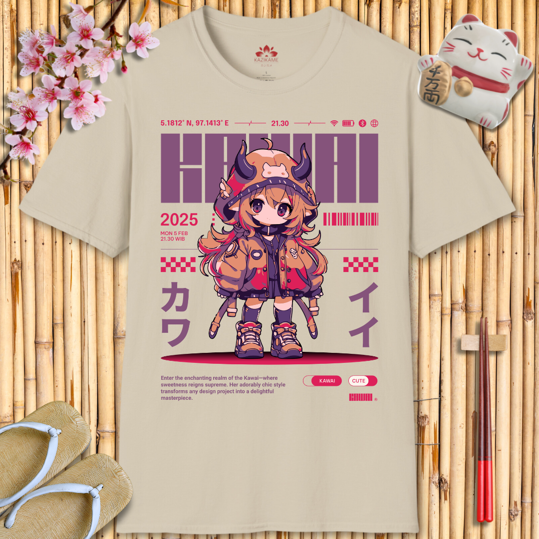 Kawaii Girl Purple Unisex Softstyle T-Shirt