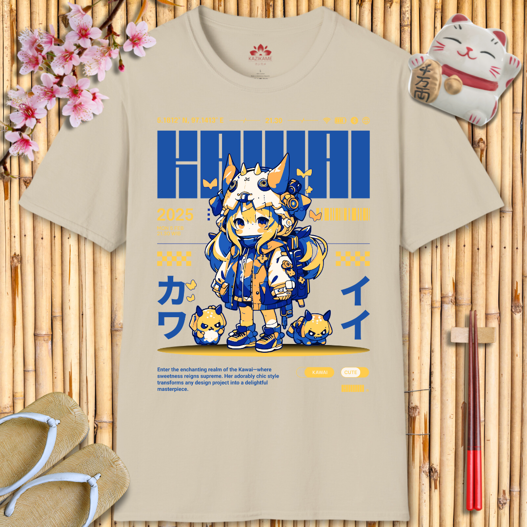 Kawaii Girl Blue Unisex Softstyle T-Shirt