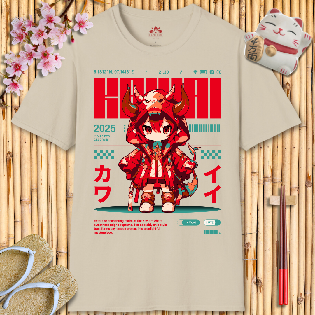 Kawaii Girl Red Unisex Softstyle T-Shirt