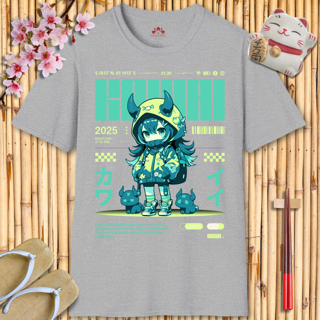 Kawaii Girl Green Unisex Softstyle T-Shirt