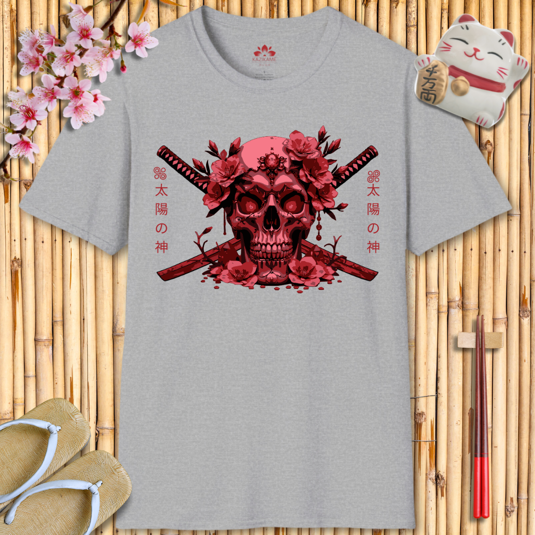 Skull Katana Red Unisex Softstyle T-Shirt