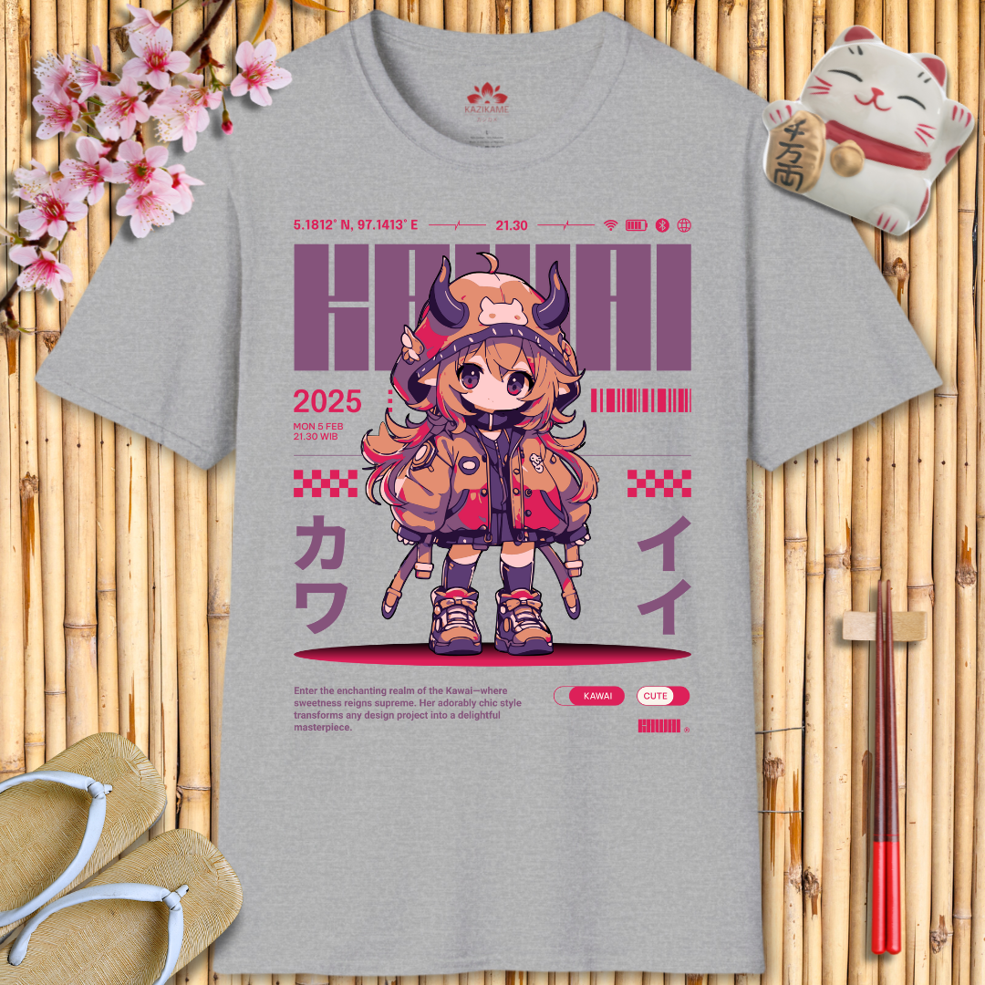 Kawaii Girl Purple Unisex Softstyle T-Shirt