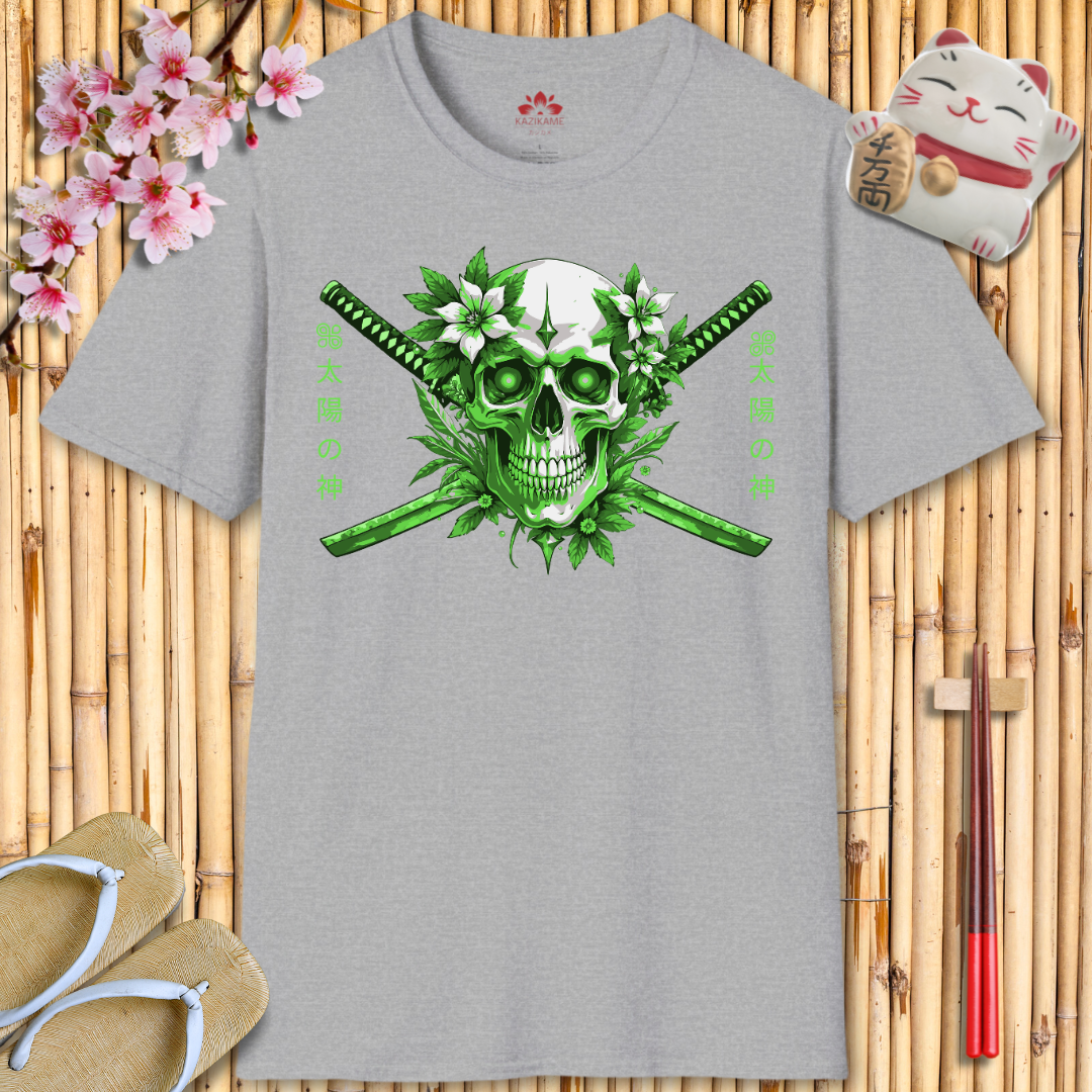 Skull Katana Geen Unisex Softstyle T-Shirt