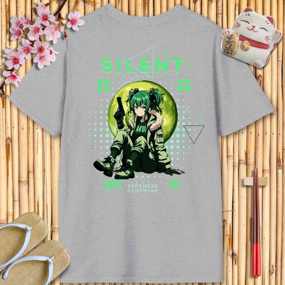 Silent Girl Green Back Unisex Softstyle T-Shirt