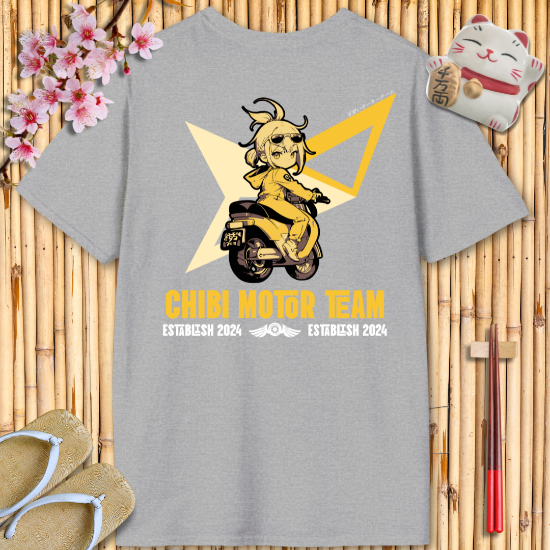 Chibi moto girl yellow Back Unisex Softstyle T-Shirt