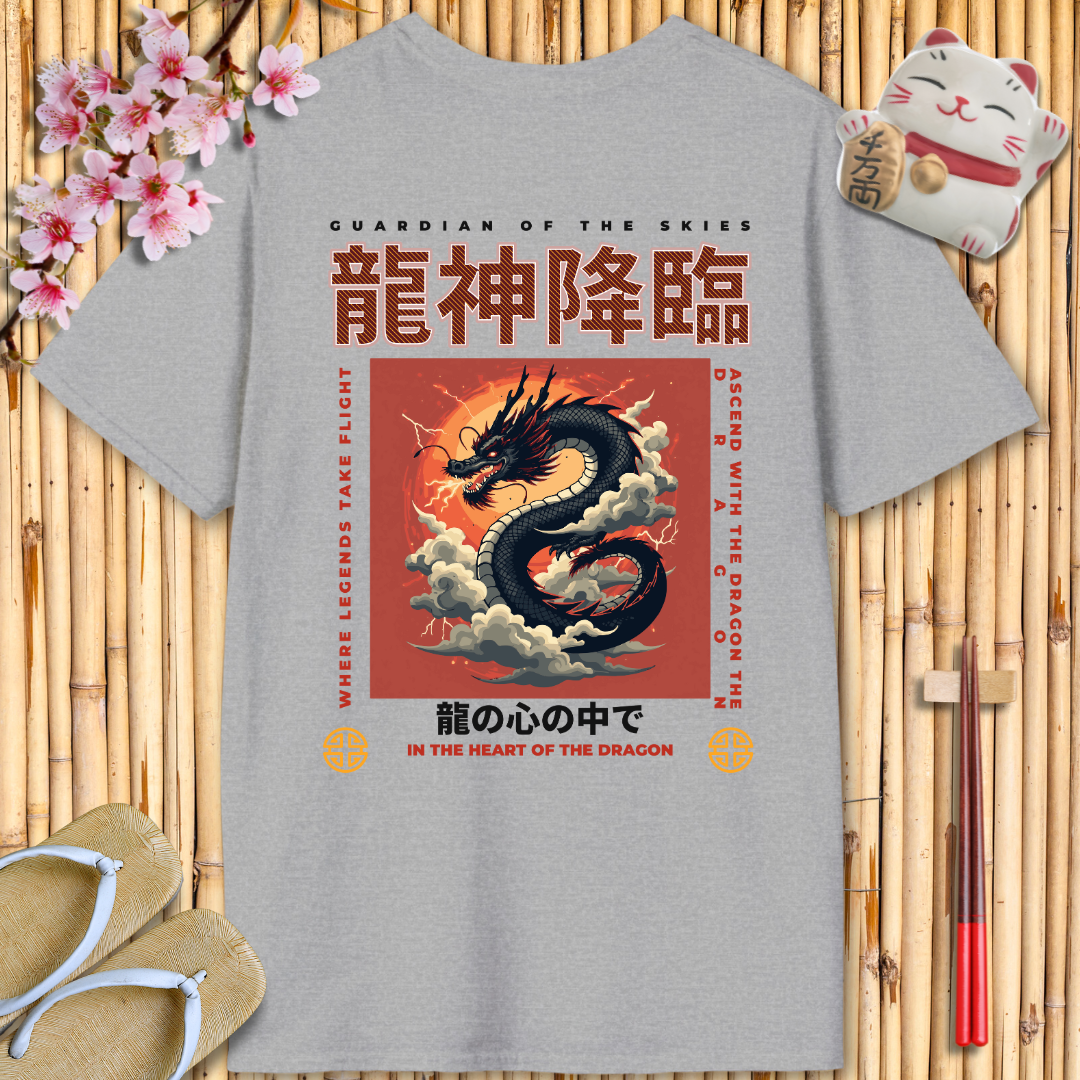 Black dragon Back Unisex Softstyle T-Shirt