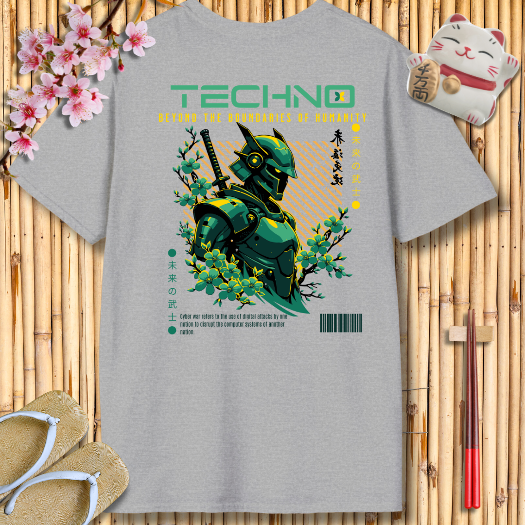 Techno Ninja Green Back Unisex Softstyle T-Shirt