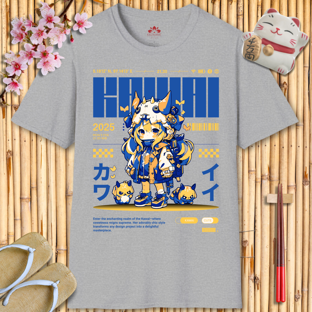 Kawaii Girl Blue Unisex Softstyle T-Shirt