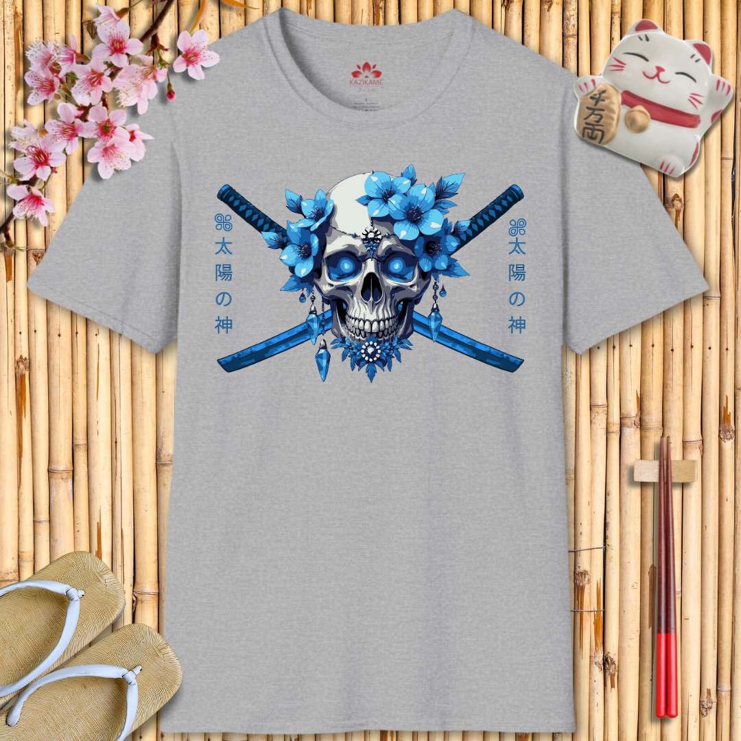 Skull Katana Blue Unisex Softstyle T-Shirt